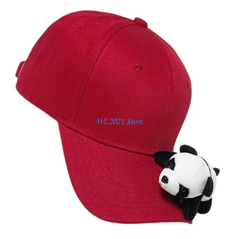 

G5GC Women Panda Dolls Baseball Caps Cotton Blend Adjustable Belt Casual Baseball Hat