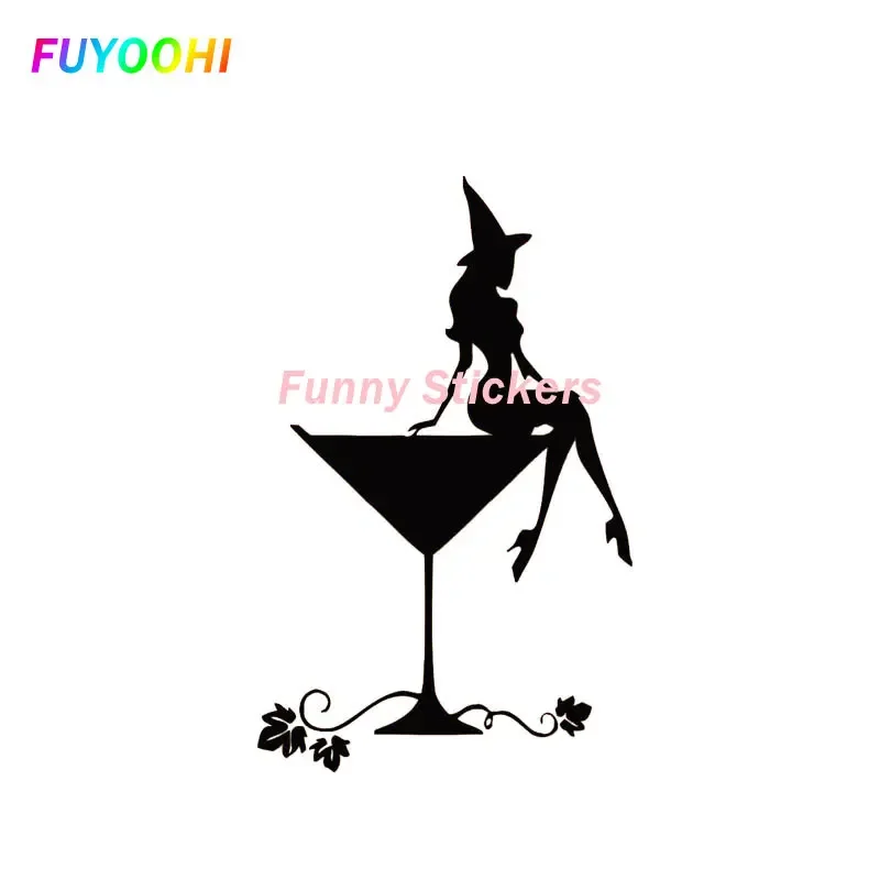 FUYOOHI Play Stickers Wine Cup and Sexy Witch Modeling Cars Sticker PVC Popular Style Cute Design Motorcycle Waterproof Decals