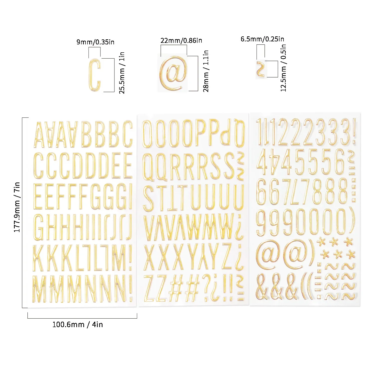 3Sheets 3D Gorgeous Gold Letter Stickers Glitter 1In Resin Alphabet Number Stickers for Scrapbook Grad Cap DIY Crafts Art Making