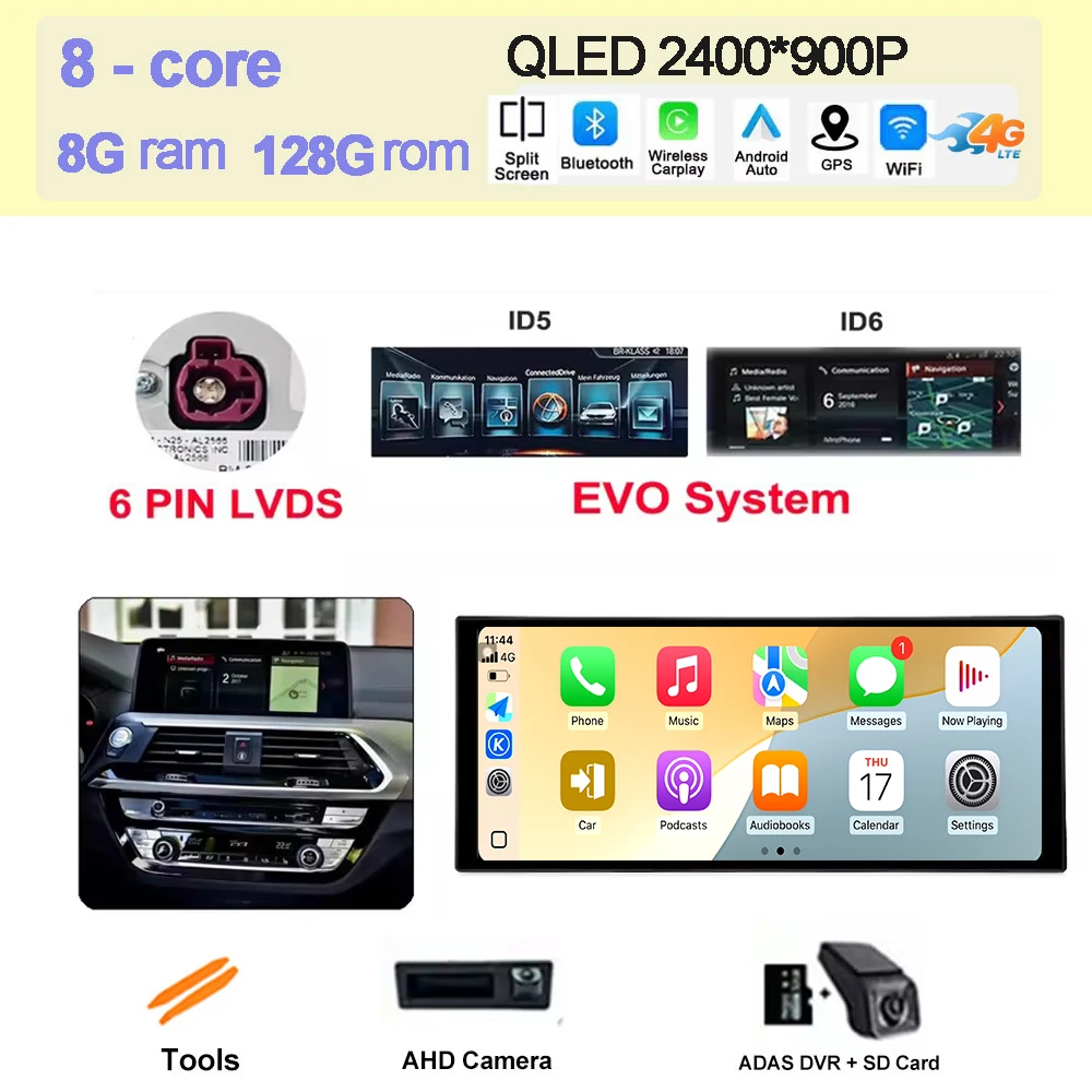 Android 15 Auto QLED Scherm 4G + Wifi Voor BMW X3 G01 X4 G02 2018 - 2022 EVO Systeem autoradio Multimedia Carplay DSP Stereo BT SWC
