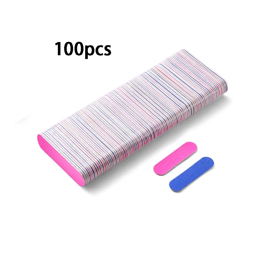 100pcs Double Side Mini Disposable Nail Buffer File Sanding Block Grit Professional Manicure Pedicure Polish Tool Nail Supplies