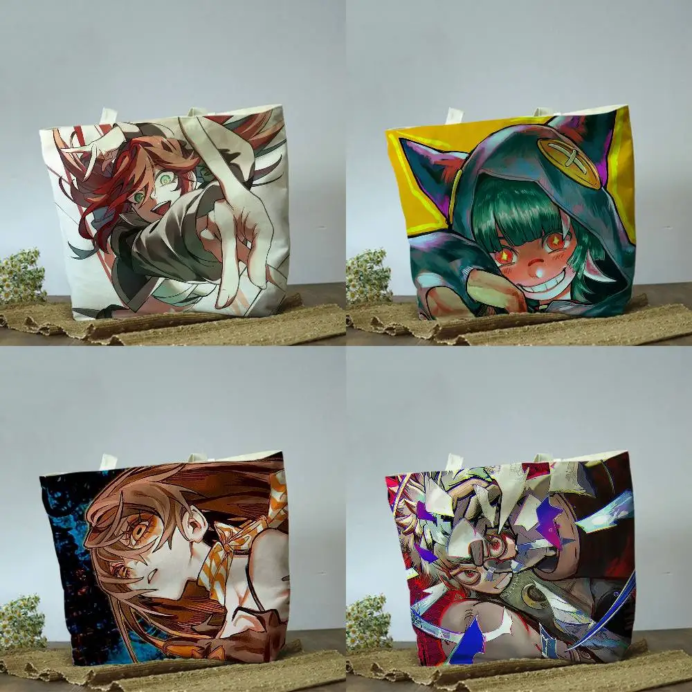 

GACHIAKUTA Anime Plain Beige Cotton Polyester Canvas Shoulder Bag for Grocery & Travel