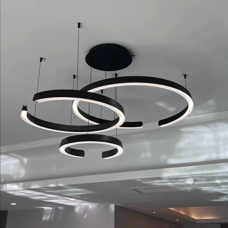 

Modern LED Ceiling Chandelier Pendant Light for Dining Room Bedroom Living Room Nordic Home Hotel Decor round Ring Lamp