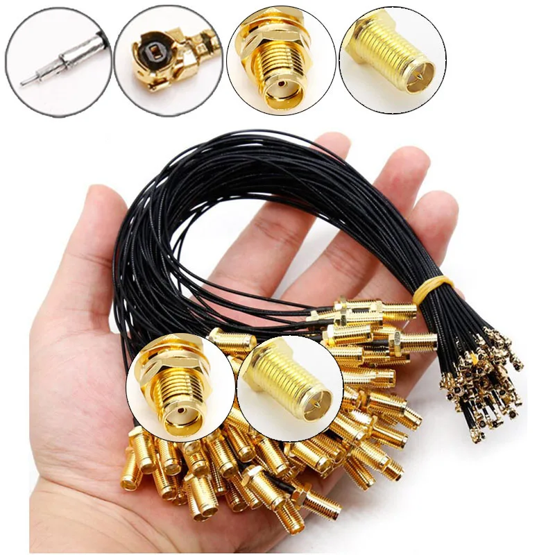 Antena RF Solda Cabo, Conector de Extensão IPX, WiFi Pigtail, SMA Fêmea para RP, UFL, U. FL, IPX, IPX, IPX, W28, 1,13 milímetros