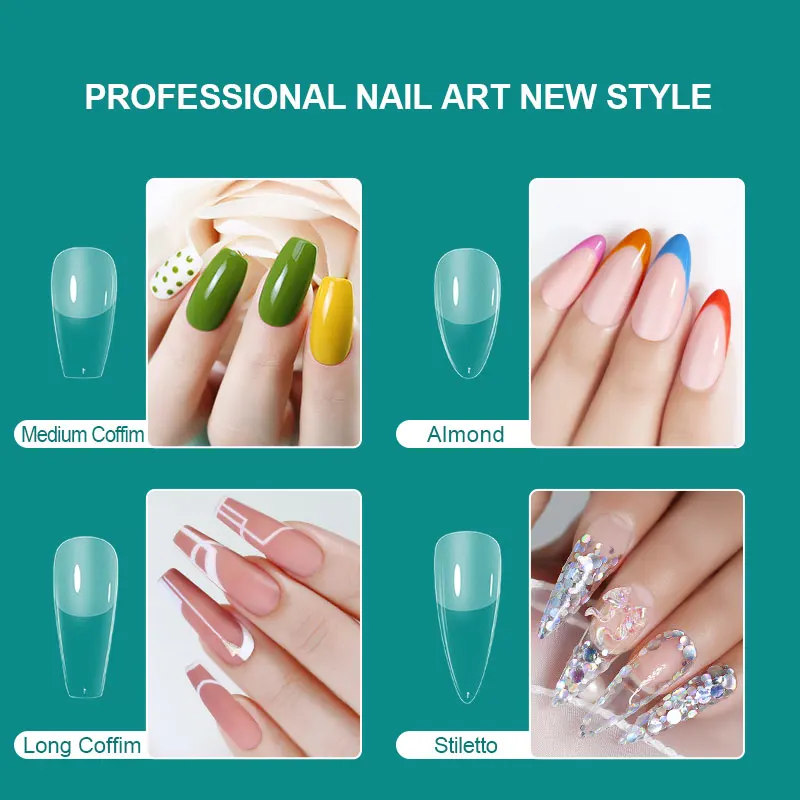 Arte Clavo 120pcs 인조 손톱 아크릴 프레스 손톱 관 인공 손톱 확장 매니큐어 도구 용 클리어/세미 매트 팁