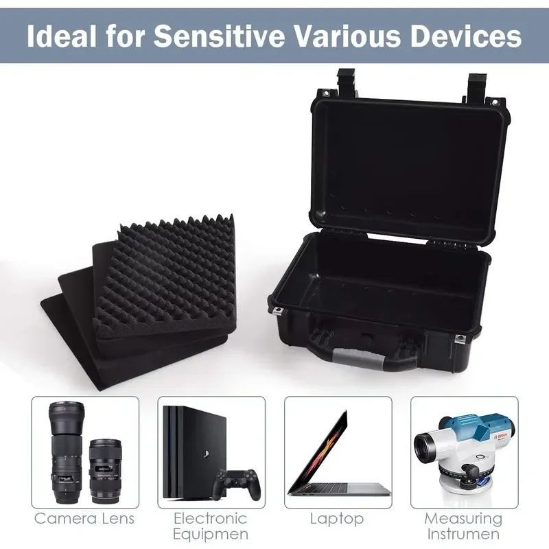 Rigid Shockproof Waterproof Storage Box with Removable Foam for Musical Instruments Portable Protective Case Hard Shell