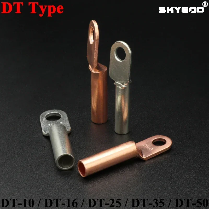 

Wire Crimp Connector Car Auto Copper Terminal Block DT-10/16/25/35/50 Battery Cable Crimp Terminals Soldered Copper Crimp Lugs