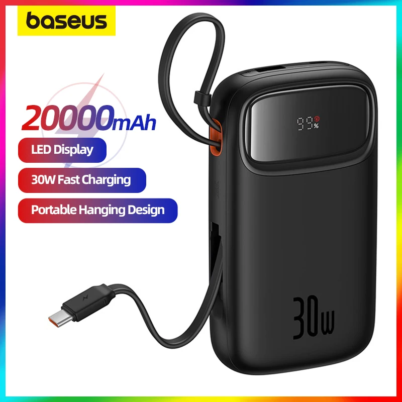 

Baseus Power Bank 20000mAh with 30W PD Fast Charging Powerbank Portable Battery Charger For iPhone 15 14 13 12 Pro Max Xiaomi