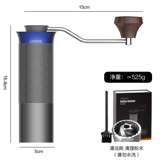 Durable Drip Coffee Espresso Manual Adjustable Setting Conical Burr Mill Brushed Metal Whole Bean Burr Coffee Grinder