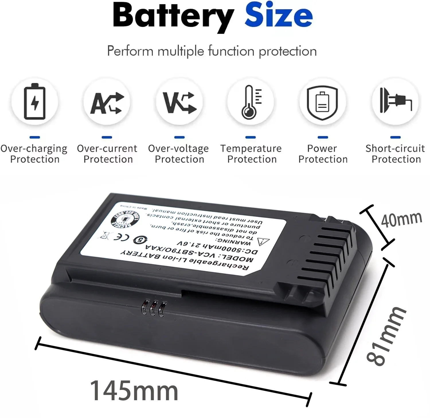 Nueva batería de 21,6 V 5000 mAh para aspiradora Samsung Jet 75/75+/90/90+ - Compatible con modelos VCA-SBT90