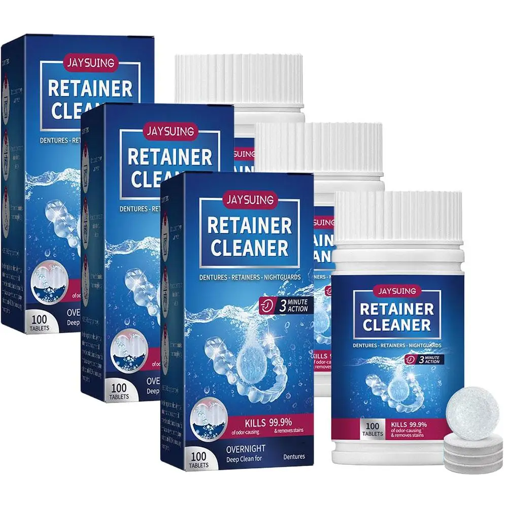 Denture Cleaning Tablets 100pcs Effervescent Denture Cleaner Fast Acting Dental Care Soak Pods Fresh Mint Oral Hygiene Cleaning