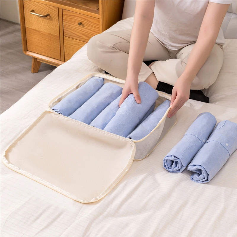 Travel Luggage Organizer Compression Packing Cubes For Carry On Luggage Large Capacity Suitcase Bags Set Waterproof Storage Bags