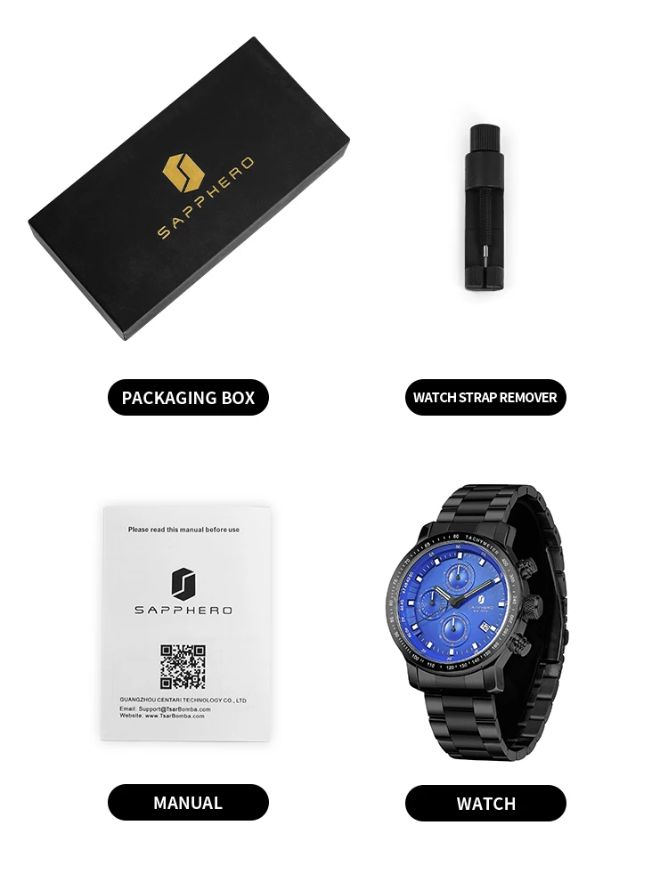 SAPPHERO Watch For Men Luxury Brand Stainless Steel Gold Men\'s Watch Quartz Waterproof Timepiece Elegant Dating Clock Date