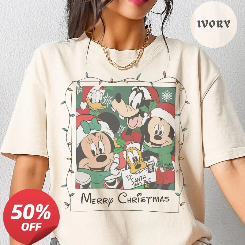 قميص Potdemiel المريح بألوان عيد الميلاد ميكي، قميص عيد الميلاد ديزني، تي شيرت Tis The Season To Be Jolly، قميص ميكي عيد الميلاد