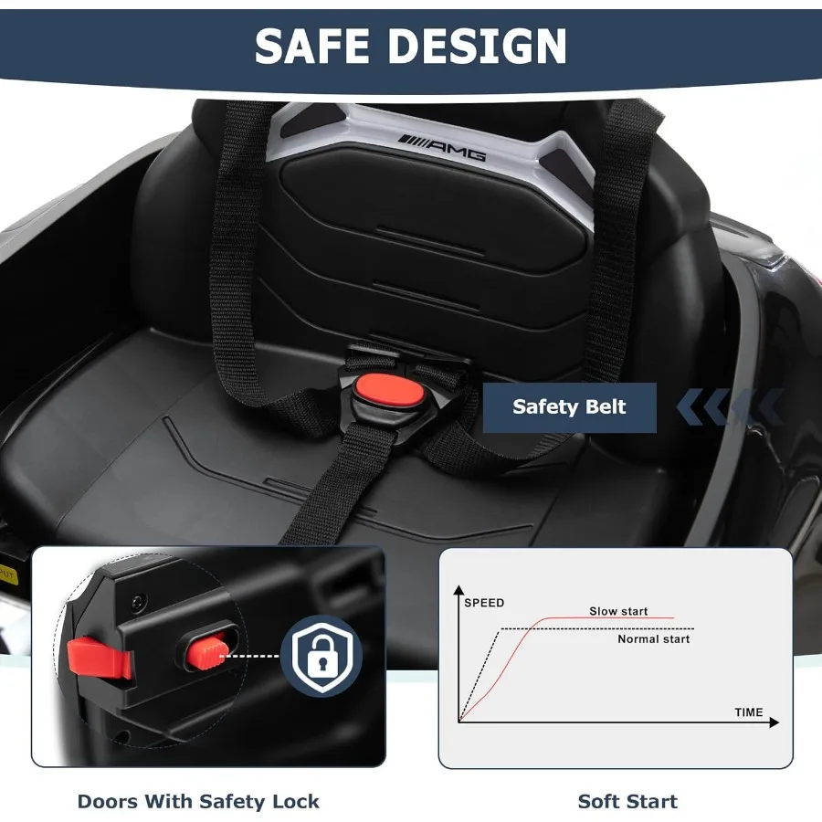 รถยนต์ของเล่นไฟฟ้าสำหรับเด็ก, ยานพาหนะใช้พลังงานแบตเตอรี่สำหรับเด็กพร้อมรีโมทคอนโทรลสำหรับผู้ปกครอง/สตาร์ทแบบนุ่มนวล/3 ระดับความเร็ว/แตรและไฟ LED สำหรับเด็ก