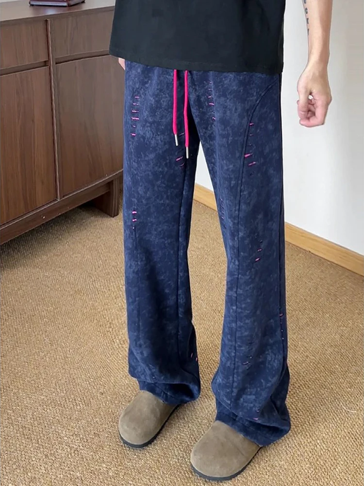 

American High Street Sle Blue Jeans Men's Autumn Faion Loose Straight Leg Knife Sweatpants Youth Trendy Casual Pants