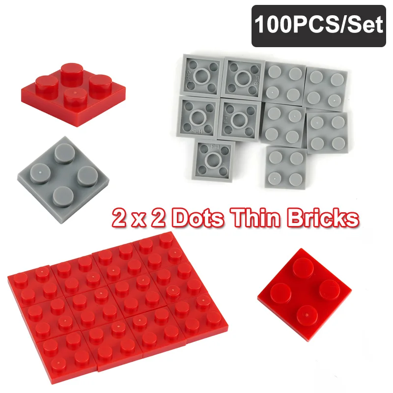 

100PCS 2 x 2 Dots Thin Bricks Bulks Creative Technology Parts 3022 Assembled Toys MOC Building Blocks Replacement Accessories