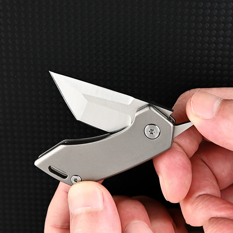 NEW Titanium alloy small blade high hardness D2 steel mini folding knife portable keychain unpacking and express delivery knife
