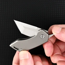 Cuchillo plegable táctico titanio D2 de alta dureza con llavero