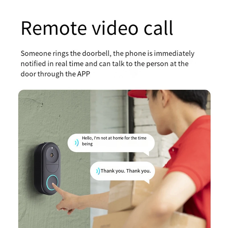 Беспроводная видеокамера дверного звонка, разрешение 640X480, удаленный мониторинг безопасности, 90 °   Угол обзора, прочное подключение Wi-Fi