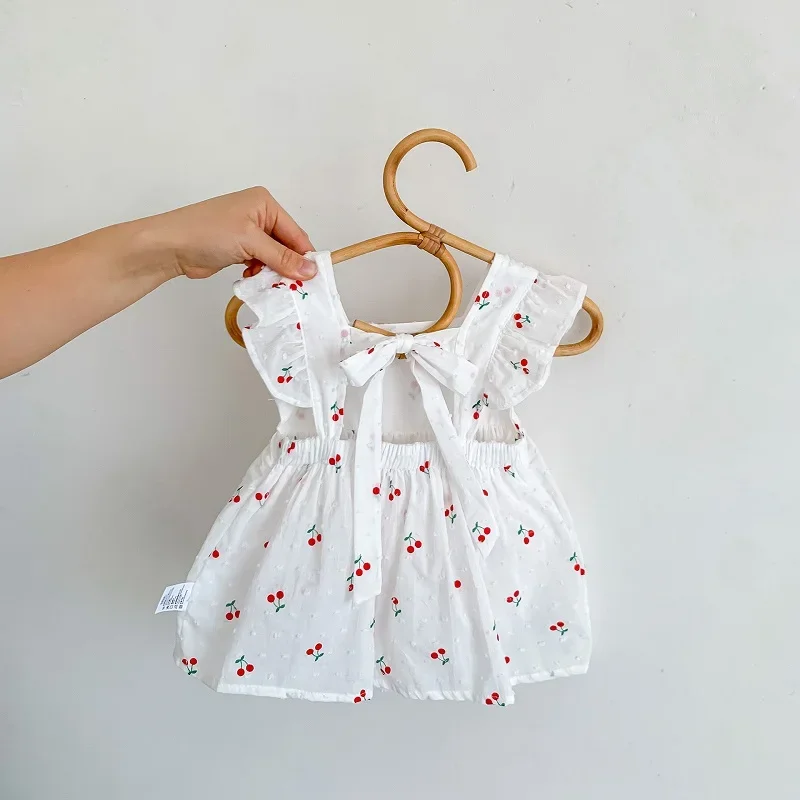 

Cute Baby Girl Dress Romper 0-2Years Newborn Princess Fly Sleeve Cherry Print Cotton Skirted Bodysuit One-Pieces Summer Clothes