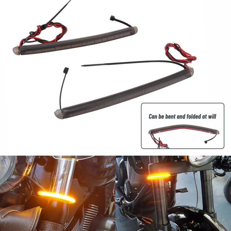 1Pair 12 V Motorcycle LED 39mm-41mm Fork Turn Signal Kit&Smoked Lens For Harley For Victory For Yamaha For Honda Universal