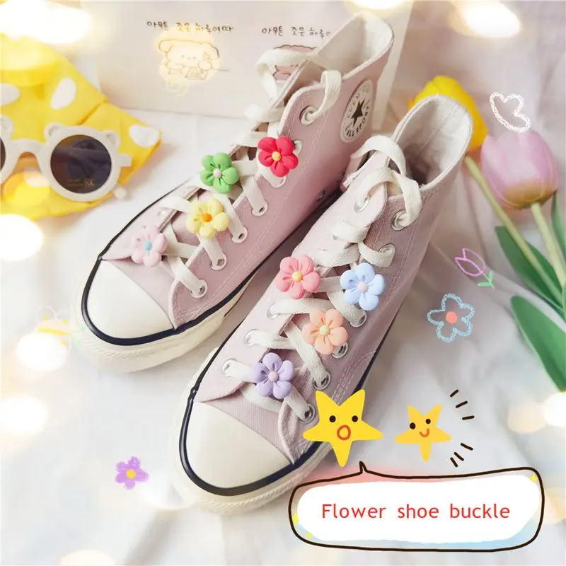 1PCS Colorful Flowers Buckle Canvas Shoelaces Decoration DIY Shoe Charms Design Three-dimensional Flower Shoes Laces Accessories