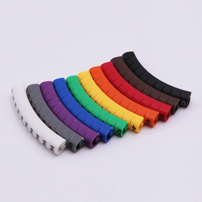 Cable Marker Wire Label EC-0 EC-1 500pcs Mark Number Wire 0 to 9 Colored 2.5 sqmm insulation Cable Label Wire Marker Labels