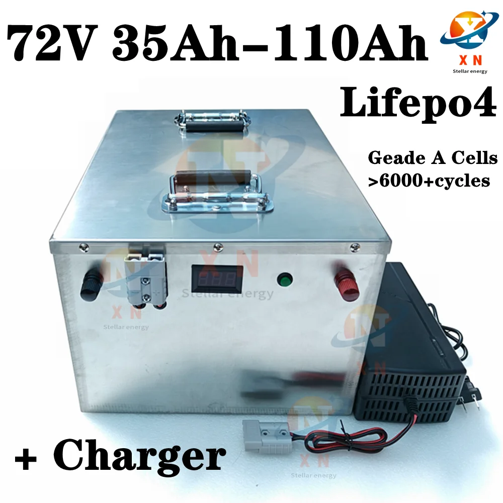 72V 35Ah Lithium Battery 40Ah 50Ah 60Ah 70Ah 80Ah 100Ah 110Ah Lifepo4 for Trolling Motor Hybrids Motorcycles Golf Cart Robot