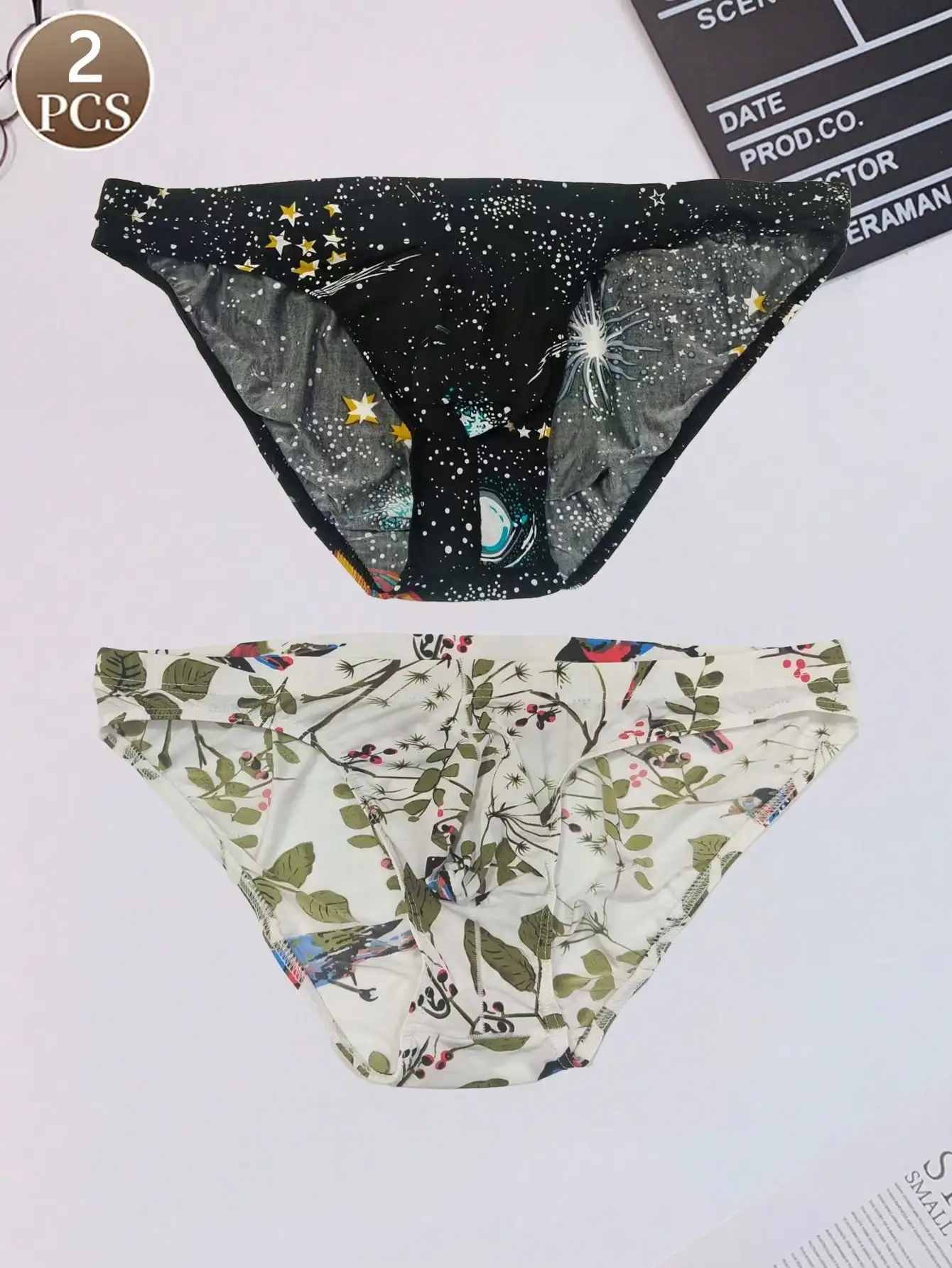 

2 шт., модные мужские трусы с принтом звездного неба, крутое и дышащее мужское удобное нижнее белье с низкой талией, сексуальные модные женские трусы