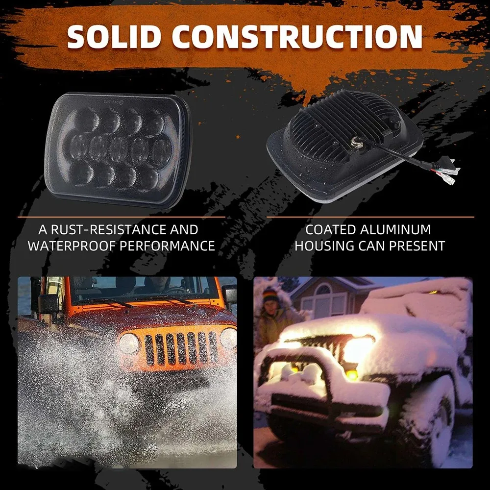 7 Inch LED Work Light 13 LED Headlight with DRL Turn Signal 5x7 Square Off Road Driving Lamp for Jeep Truck SUV Pickup Car 12V