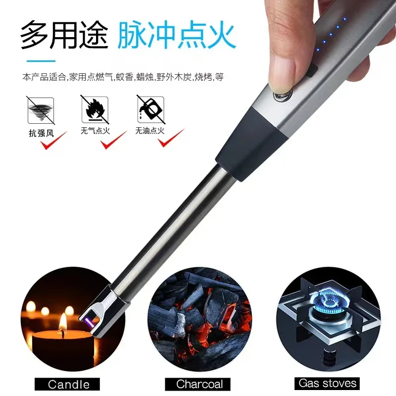 Rechargeable Cigarette Lighter with Power Display, Arc Ignition Gun, Kitchen Igniter, Outdoor Barbecue, Camping, Windproof