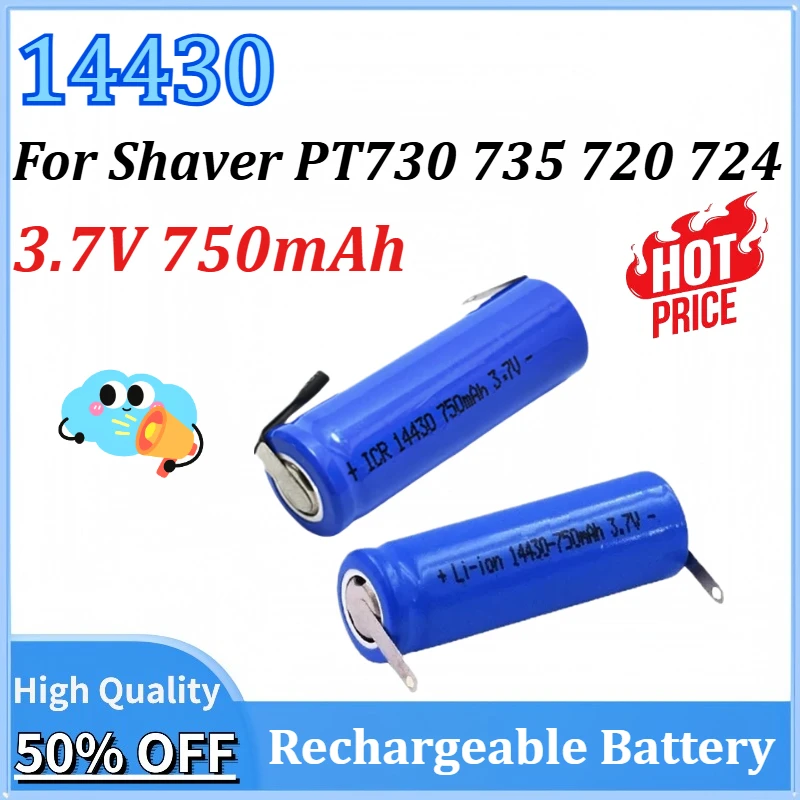 

14430 3.7V 750mAh Lithium Battery Rechargeable Battery 3.7V Battery Suitable for Shaver PT730 735 720 724