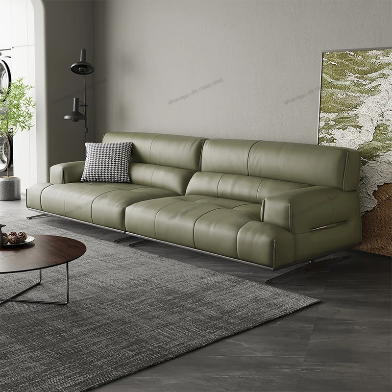 Italian minimalist sofa, Nordic luxury living room, three person straight down sofa, suspended sofa