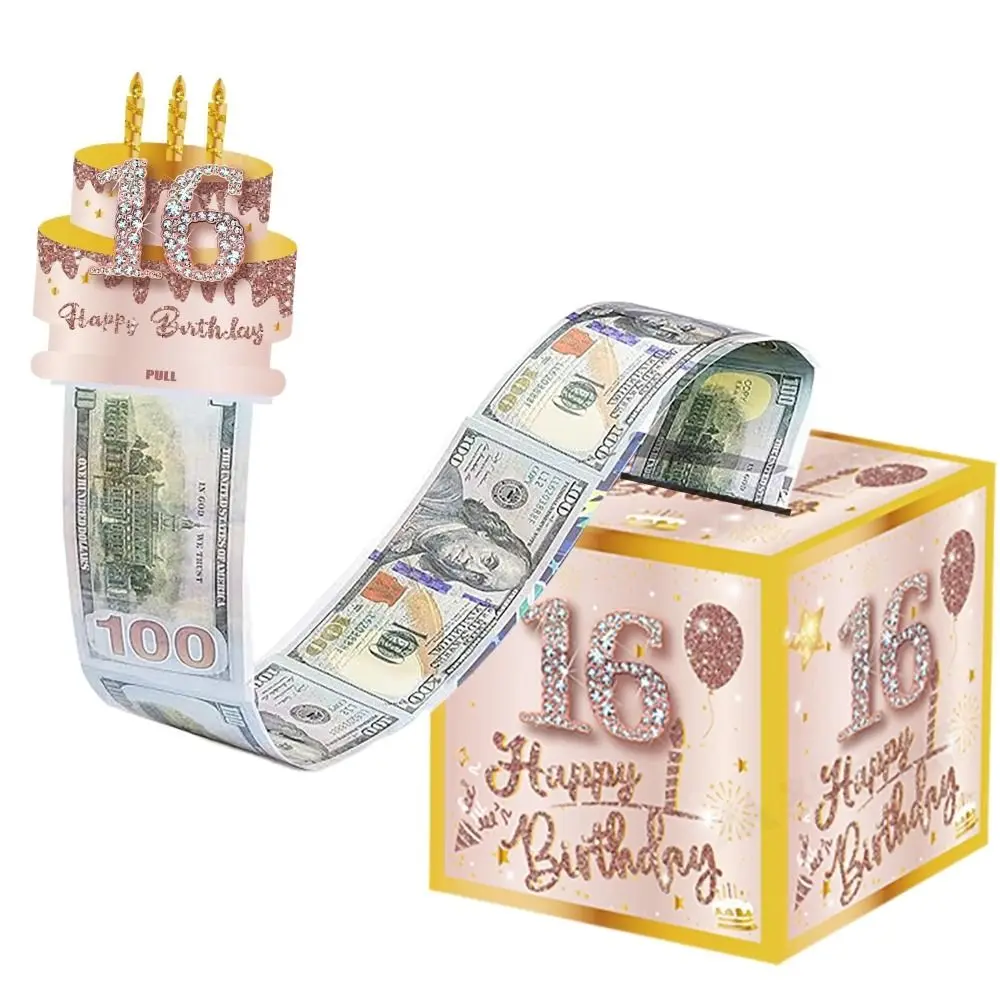 

16th/18th Birthday Pull-Out Money Gift Box with Card Money Bouquet Money Roll Gift Box Surprise Party Gift