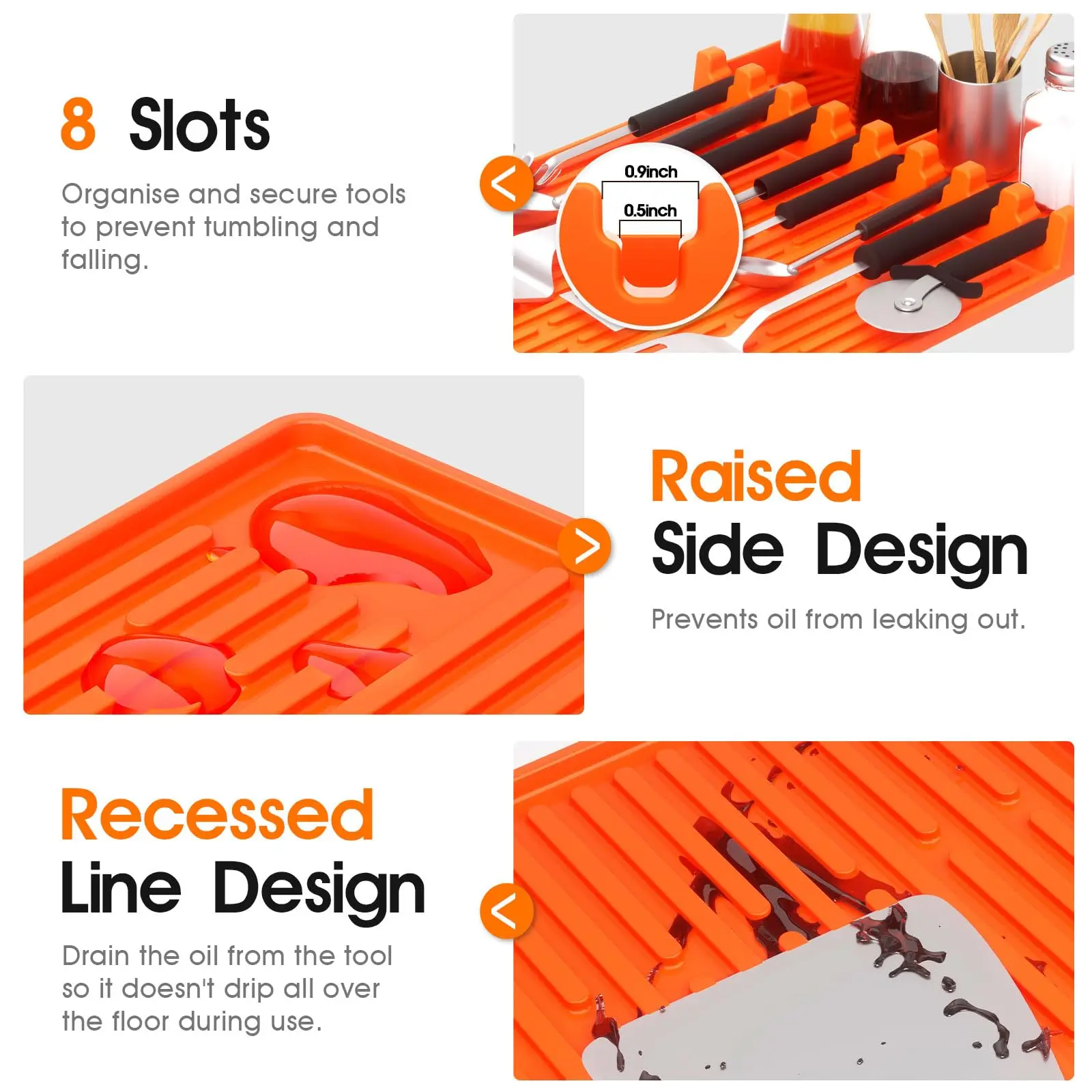 حصيرة أدوات صينية من السيليكون لبلاكستون، مقاس 16 بوصة × 11.5 بوصة، سهلة التنظيف ومقاومة للحرارة وغير لاصقة ومضادة للانزلاق، ملحقات صينية #5