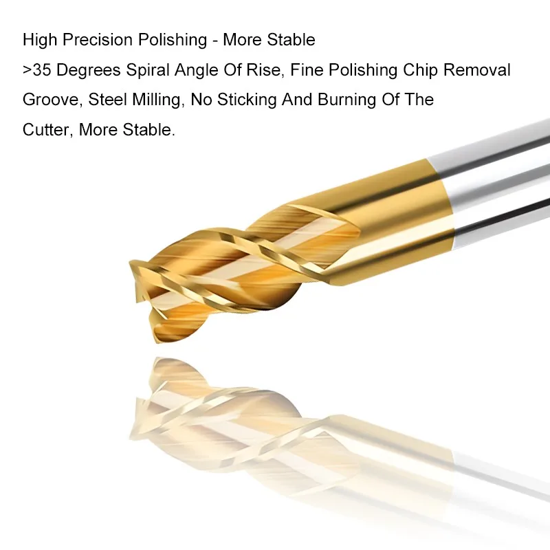 AZZKOR Superhard Straight Shank CNC Machining Tools 3-Flutes White Steel Milling Cutter High Speed Steel Titanium Endmills