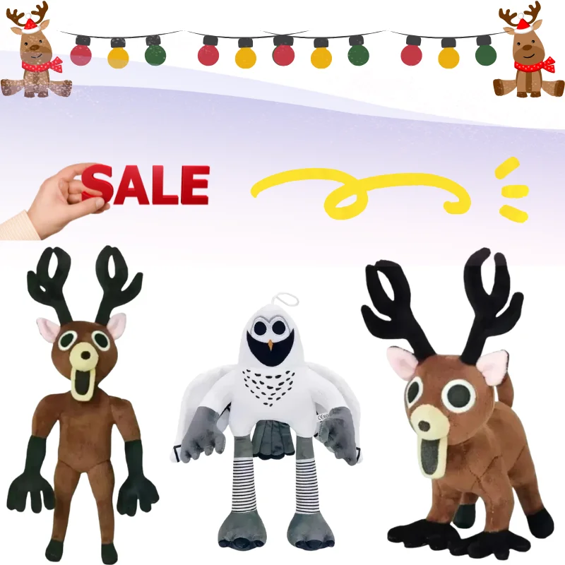 

2026 Новинка 99 ночей в лесу. Плюшевые товары для игр. Коричневая подставка и сидит лось, олень, белая сова. Мягкая кукла-подушка для подарков для детей.