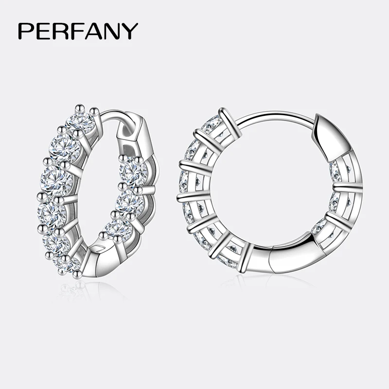 PERFANY 1.8CT All Moissanite Earrings for Women S925 Pure Silver GRA Certified Diamond Temperament Fashion Wedding Party Jewelry