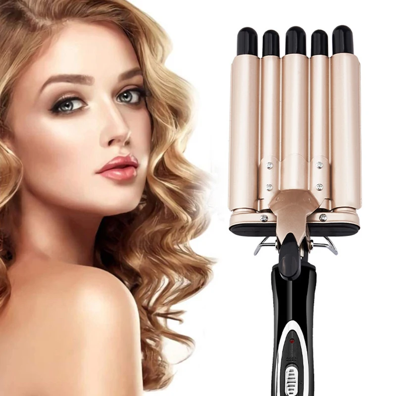 

Home Use New Three Barrel Ceramic Ionic Big Wave Curler Curling Iron With Triple Barrel Hair Waver Hair Curler