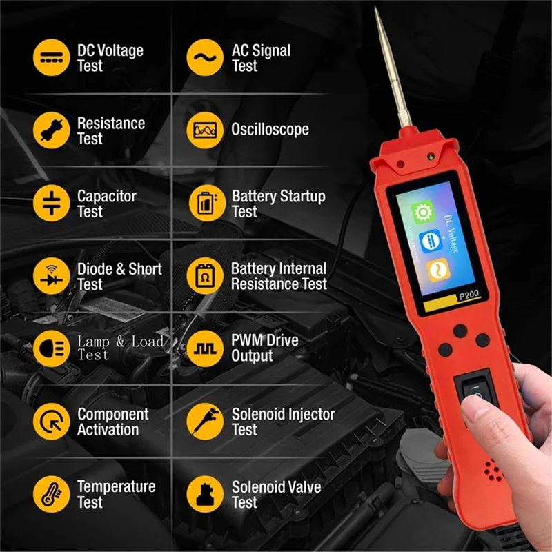 

Auto Electrical P200 Circuit Tester Probe Pen, Voltage Resistant Kit For Car Battery Diagnostics