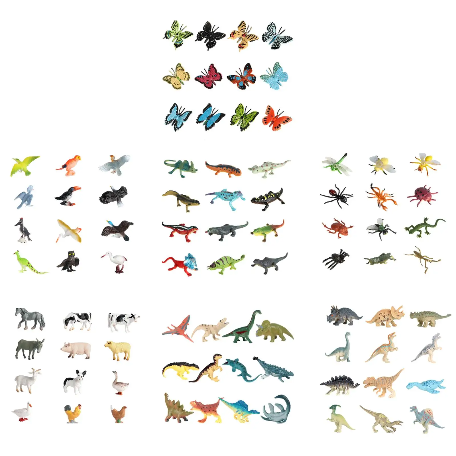 12팩 동물 피규어 동물 동상 미니어처 컬렉션 어린이 인지 교육 용품