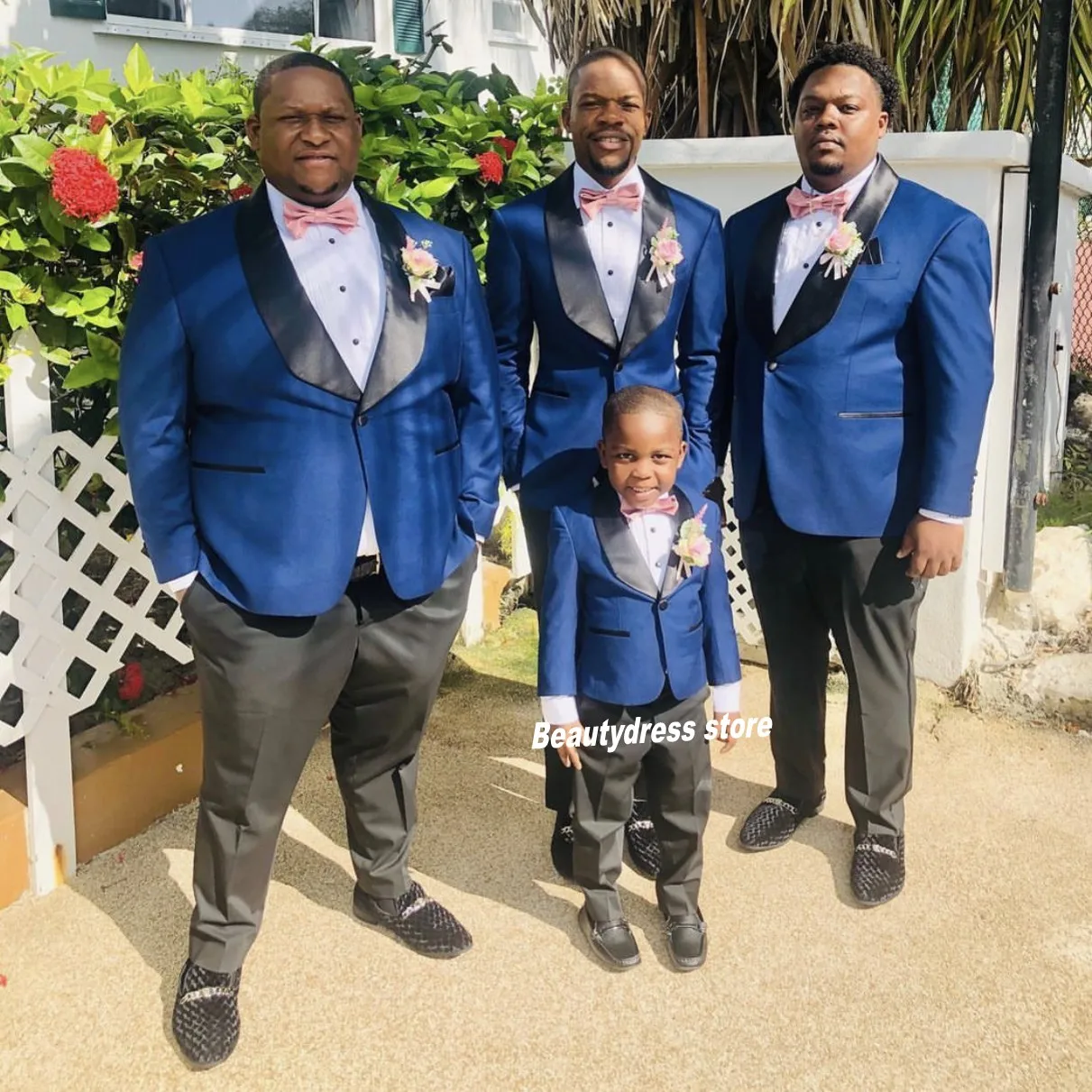 Azul meninos ternos formais para o casamento smoking um botão criança crianças festa de aniversário anel portador (jaqueta + calças bowtie)