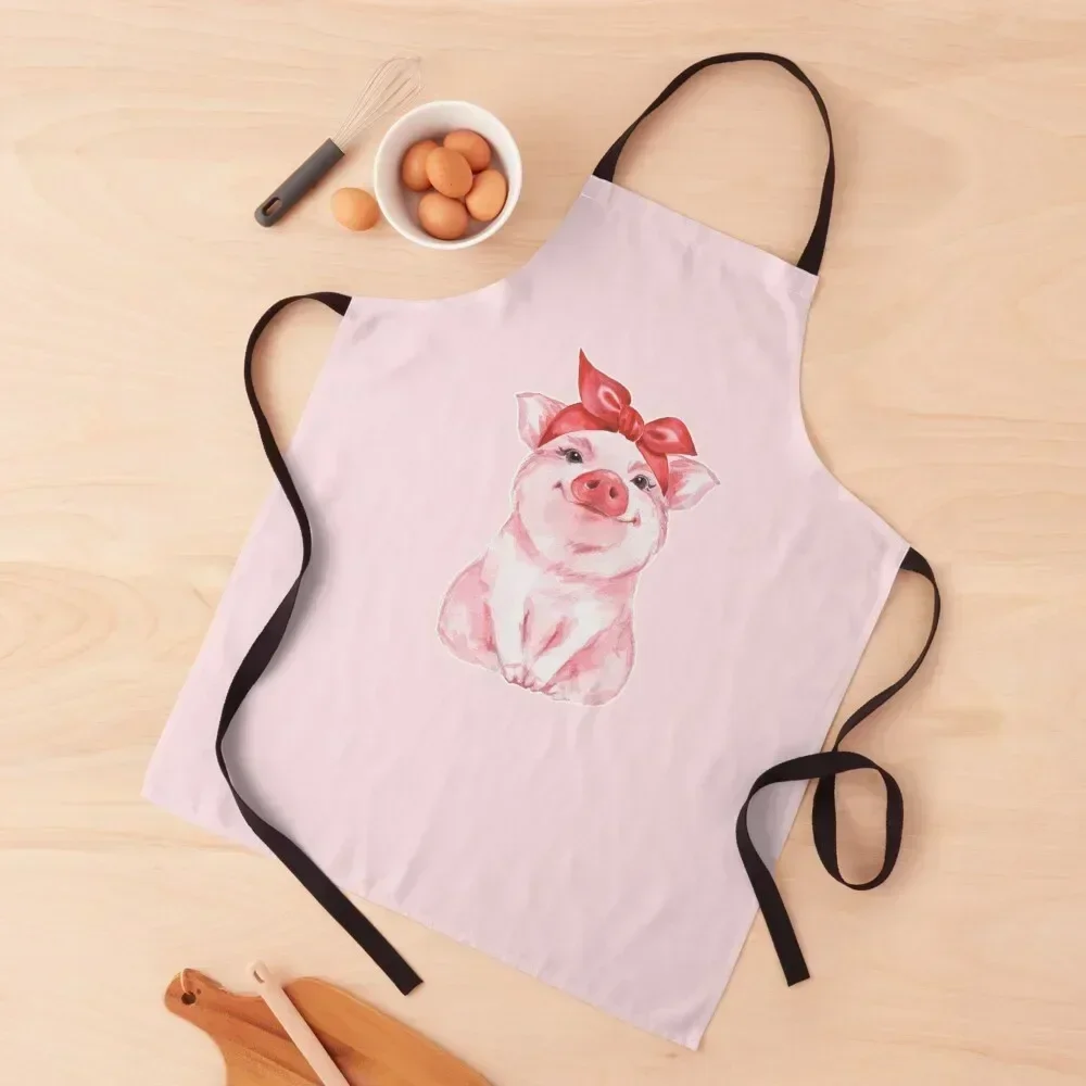 

Piggy in red Apron Waterproof Kitchen Woman Christmas gift For Girl professional hairdresser Apron