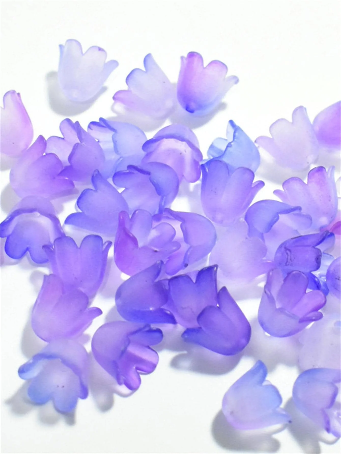 50 Pieces Purple Blue Acrylic Flower Beads
