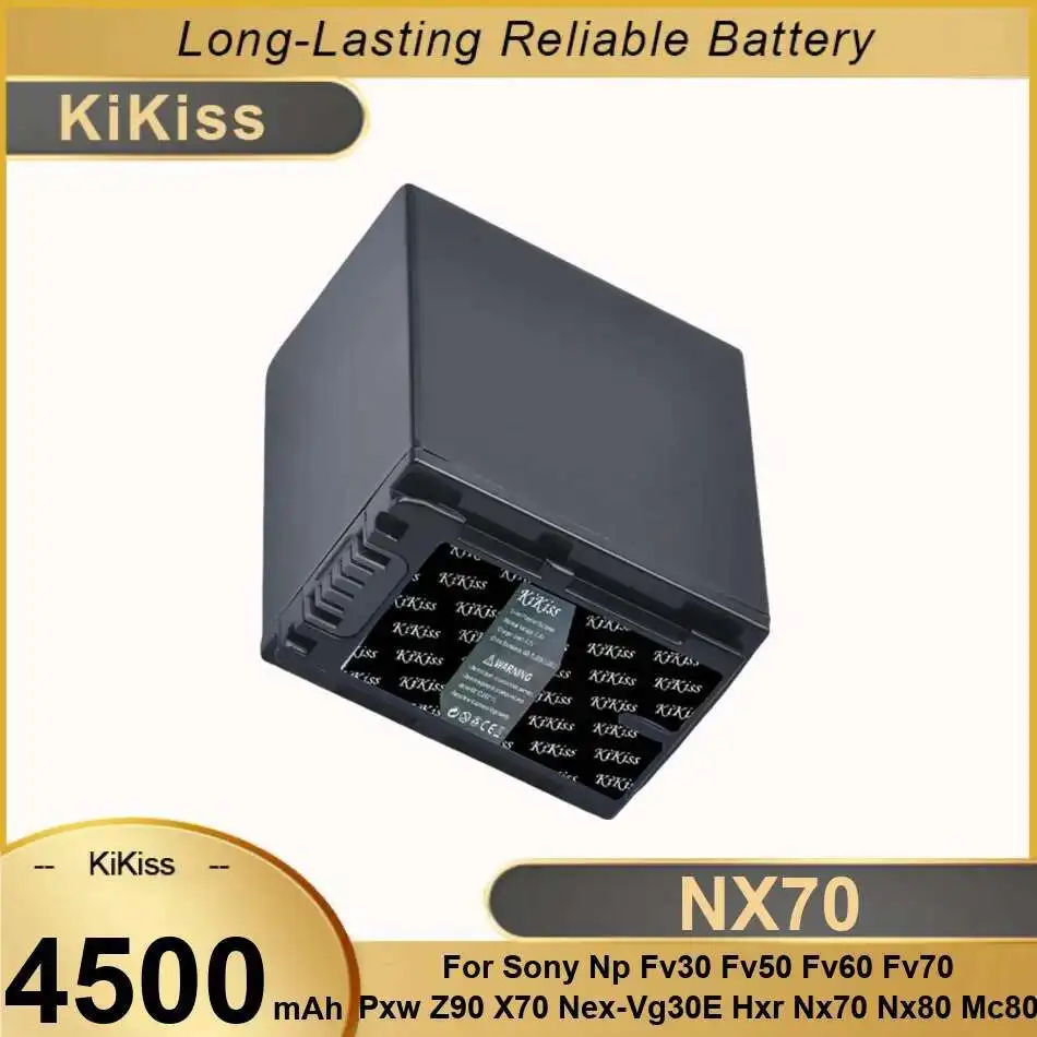 

Video Camera Battery Lightweight 4500Mah For Sony NP FV30 FV50 FV60 FV70, Pxw Z90 X70 Nex-VG30E Hxr NX70 NX80 MC80