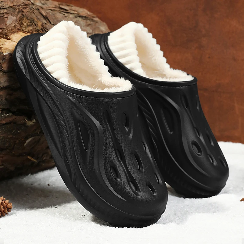 

Зимние хлопковые сабо для мужчин, теплые плюшевые тапочки, нескользящие домашние шлепанцы, мужские повседневные шлепанцы, хлопковая обувь, домашняя садовая обувь