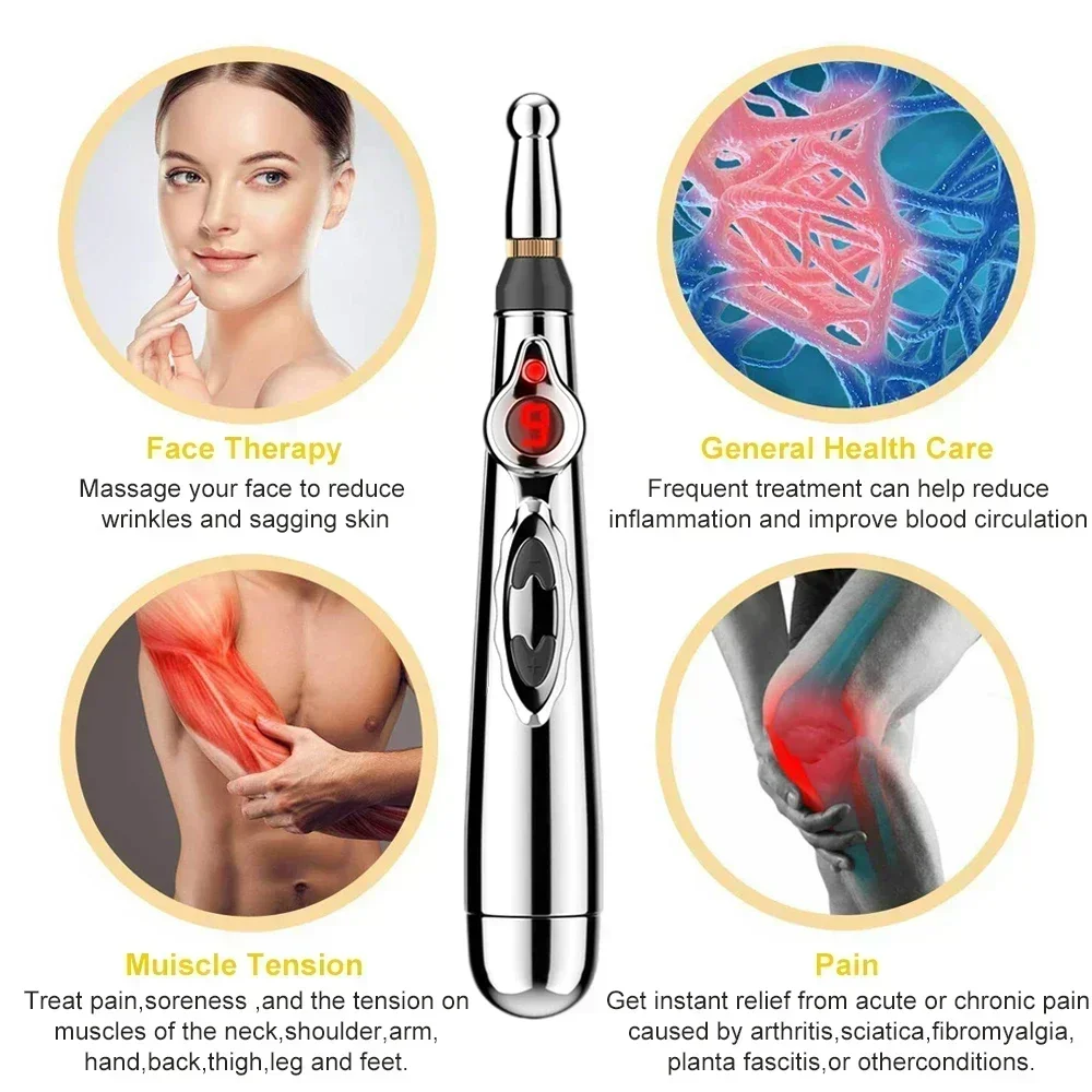 Electronic Acupuncture Pen Face Beauty Skin Care Roller Laser Meridian Energy Body Muscle Relax Massager Back Pain Relief Tools