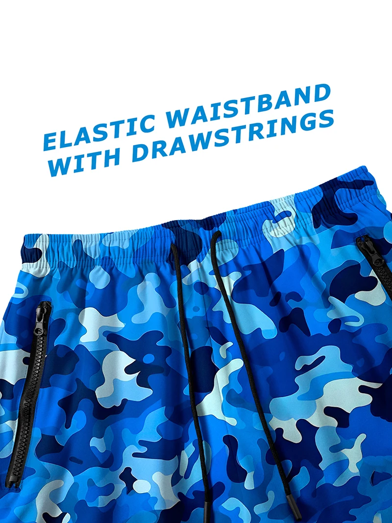 Men's Camo Printed Beach Shorts with Mesh Liner Summer Casual Board Shorts with Zipper Pockets Quick Dry Swim Shorts Swim Trunks image 4