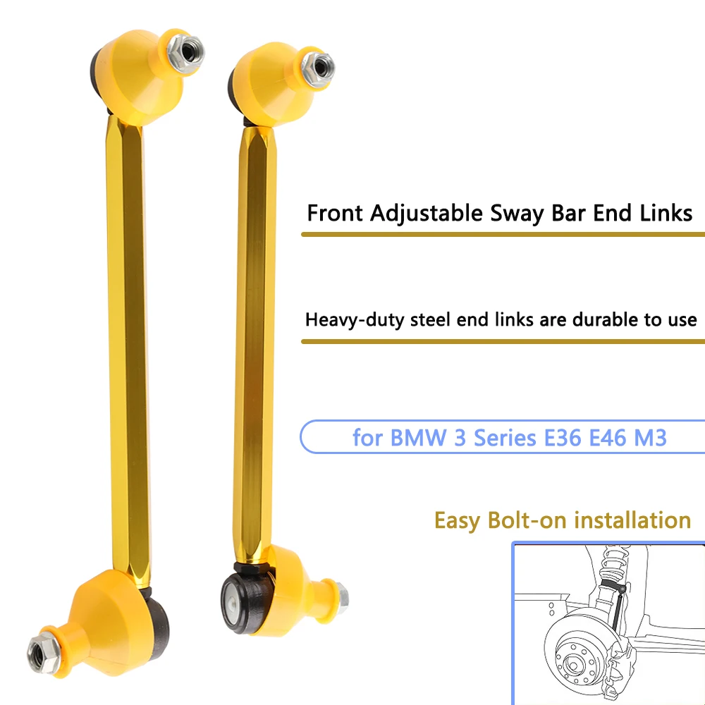 Front Adjustable Sway Bar End Links Fit for  BMW 3 Series E36 E46 M3  M54 M52 S54 Heavy Duty New performance suspension parts